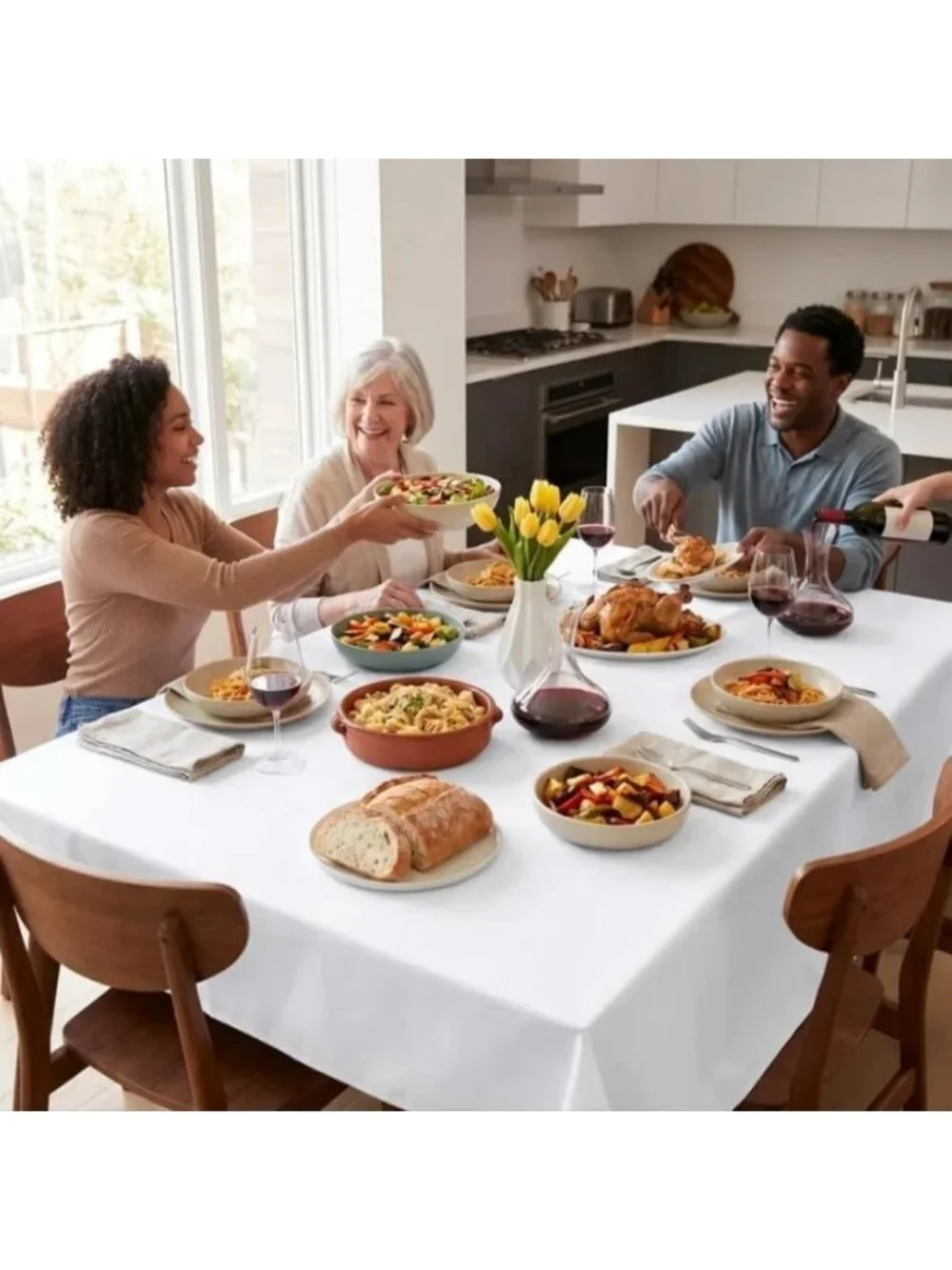 Elegant White Cotton Tablecloth 60x102